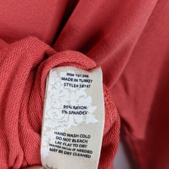 Soft Surroundings Womens 2X Coral Rayon Long Sleeve Scoop Neck Tunic Top Shirt - Picture 8 of 8